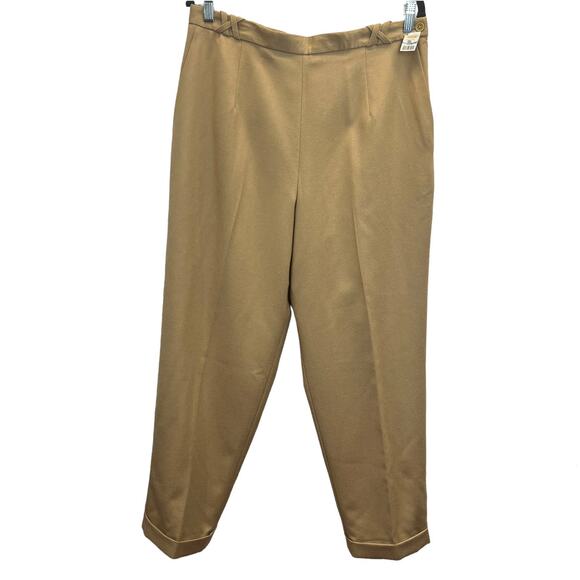 Talbots Petite Wool Pants Tan Size 16 Cuffed Hem Flat Front Belted Pockets Lined - Picture 1 of 12